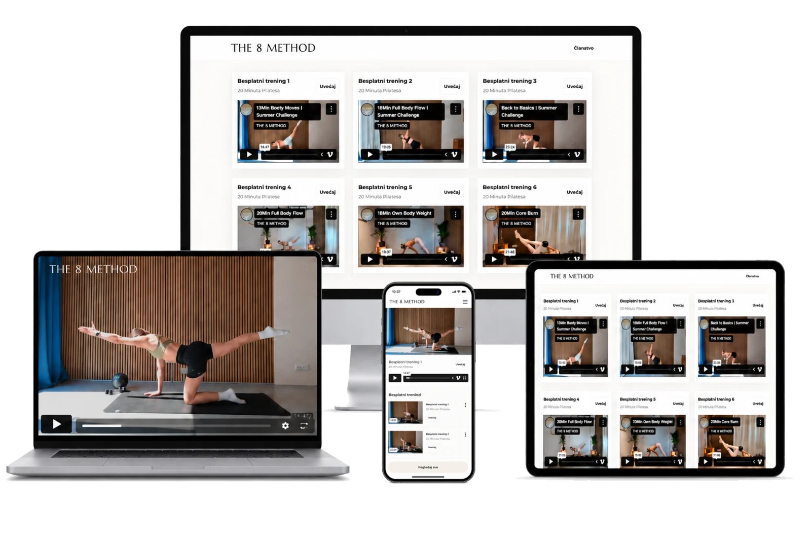 THE8METHOD Experience na telefonu, laptopu i tabletu